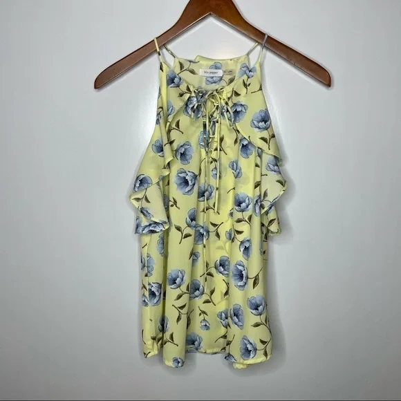 Blu Pepper‎ Floral Ruffle Edge Tank Top Small - Picture 2 of 6